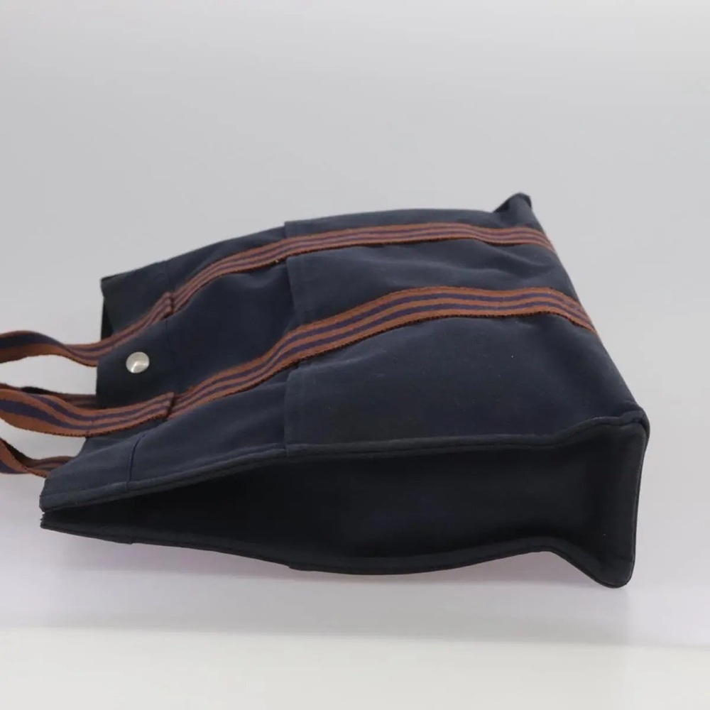 HERMES HERMES Canvas Fourre Tout PM Tote Bag in Navy Blue & Brownish-Red - Picture 2 of 15